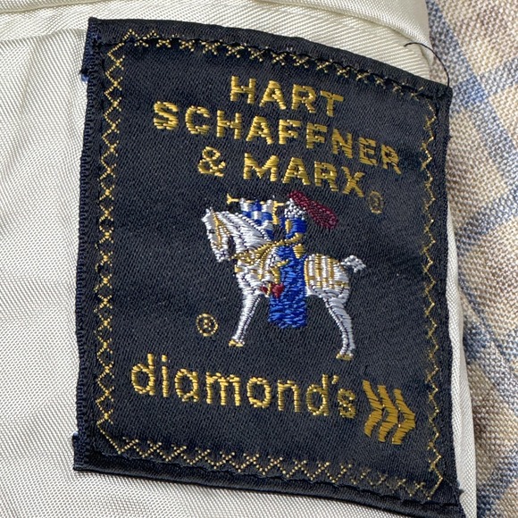Vintage Jack Nicklaus Hart Schaffner Marx Blazer Mens 40R Beige Blue Plaid 80s - Picture 4 of 10